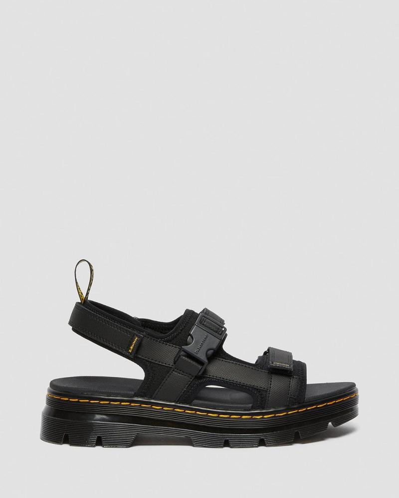 Sandalias Con Tiras Dr Martens Forster Webbing Hombre Negros | MX 169MQZ